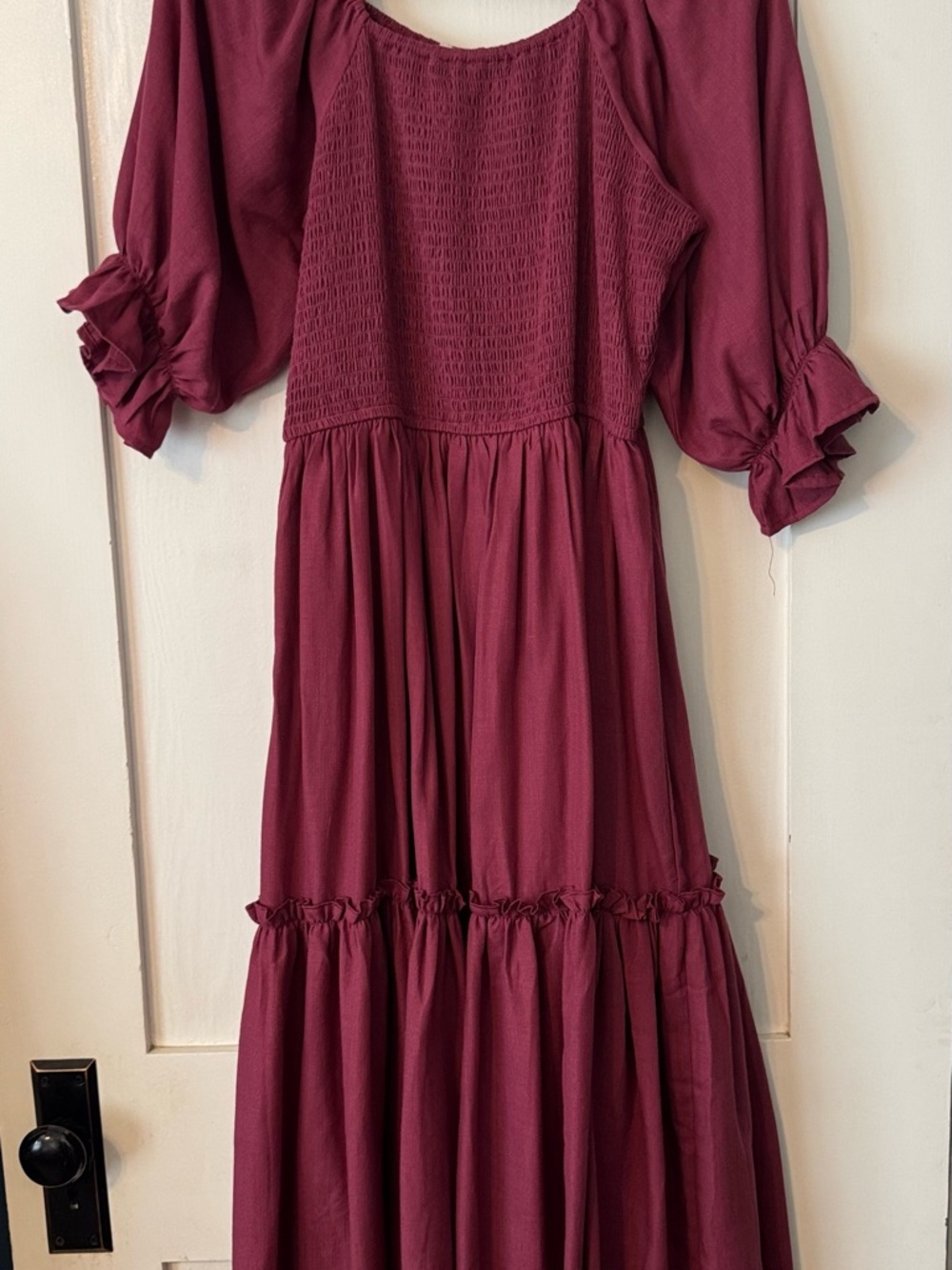Ivy City Co Burgundy Dress size large 100% cotton
